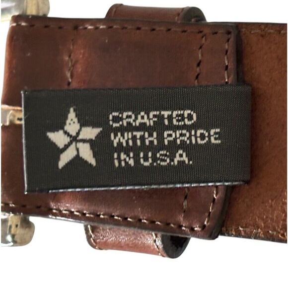 Brighton Women’s Art Nouveau Belt brown Leather Silver Swirl buckle Scroll Sz S - Picture 5 of 12